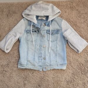 Womens Denim and Gray Hooded Jacket